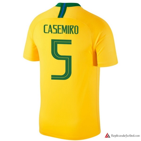 Camiseta Seleccion Brasil Primera equipación Casemiro 2018 Amarillo